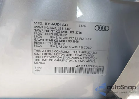 2025 Audi Q5 Premium Plus 45 Tfsi S Line Quattro S Tronic z USA, uszkodzony, nr VIN WA1EAAFY7S2038445